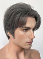 Dark Grey Straight Yaki Lace Front Synthetic Men's Wig LF6133