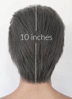 Dark Grey Straight Yaki Lace Front Synthetic Men's Wig LF6133