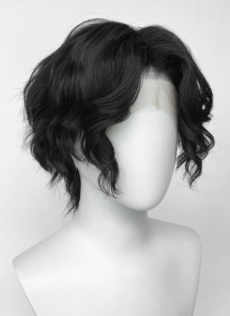 Demon Slayer: Kimetsu no Yaiba Muzan Kibutsuji Black Wavy Lace Front Synthetic Men's Wig LF6136