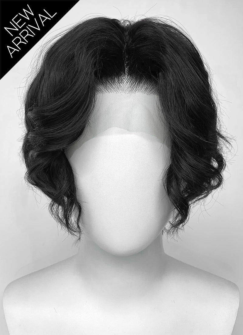 Demon Slayer: Kimetsu no Yaiba Muzan Kibutsuji Black Wavy Lace Front Synthetic Men's Wig LF6136