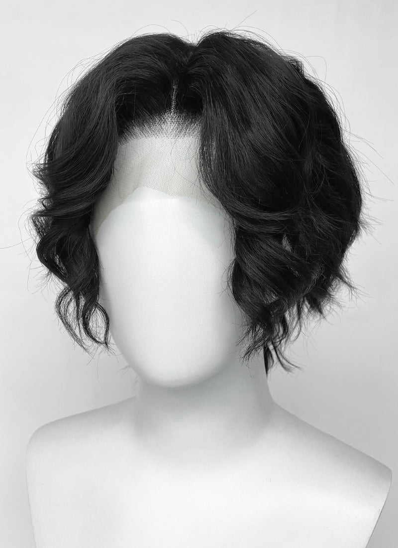 Demon Slayer: Kimetsu no Yaiba Muzan Kibutsuji Black Wavy Lace Front Synthetic Men's Wig LF6136