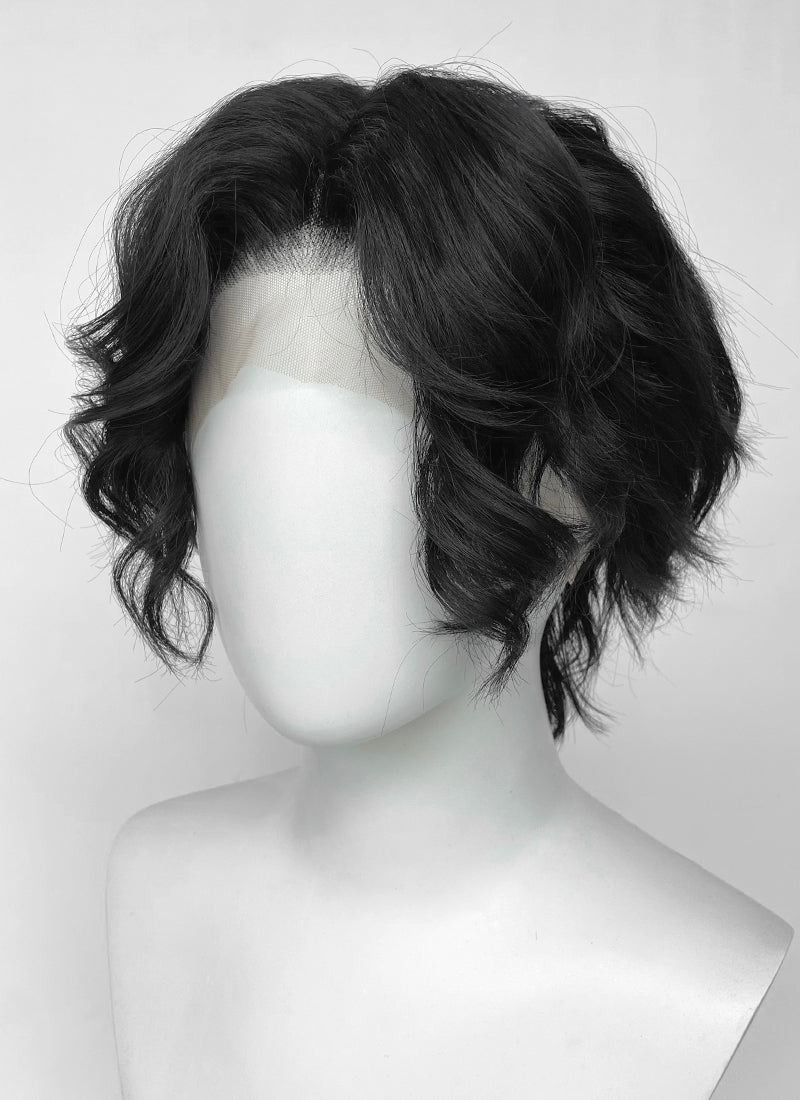Demon Slayer: Kimetsu no Yaiba Muzan Kibutsuji Black Wavy Lace Front Synthetic Men's Wig LF6136