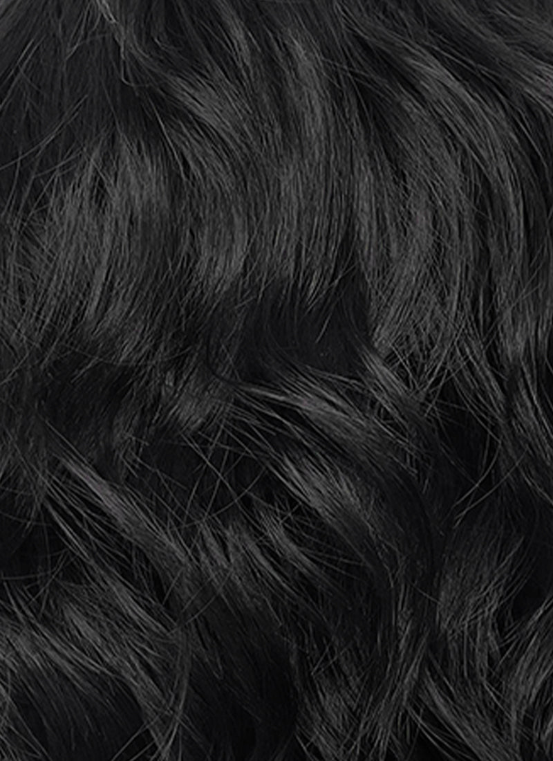 Demon Slayer: Kimetsu no Yaiba Muzan Kibutsuji Black Wavy Lace Front Synthetic Men's Wig LF6136