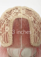 Pink Curtain Bangs Wavy Lace Front Synthetic Wig LF3347