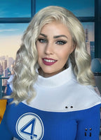 The Fantastic Four Invisible Woman Sue Storm Light Ash Blonde Wavy Lace Front Synthetic Hair Wig LF6144