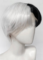 Black White Split Gemini Color Straight Lace Front Synthetic Men's Wig LF6150