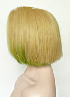 Marvel Rivals Emma Frost Blonde With Green Straight Bob Yaki Lace Front Synthetic Hair Wig LF6157