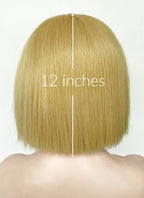 Marvel Rivals Emma Frost Blonde With Green Straight Bob Yaki Lace Front Synthetic Hair Wig LF6157