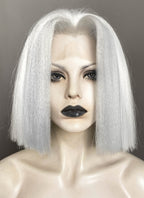 Silver Grey With White Yaki Lace Front Wig For Cosplay as Lute from Hazbin Hotel LF6161