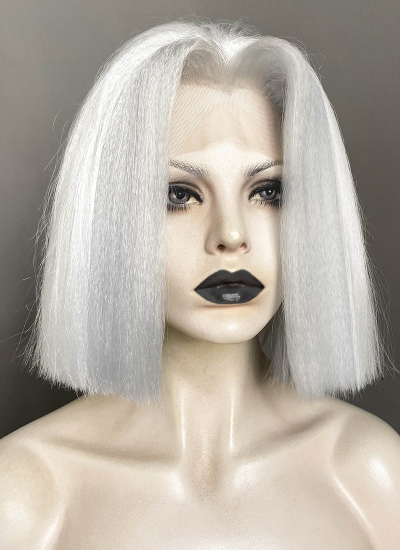 Silver Grey With White Yaki Lace Front Wig For Cosplay as Lute from Hazbin Hotel LF6161
