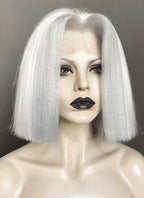 Silver Grey With White Yaki Lace Front Wig For Cosplay as Lute from Hazbin Hotel LF6161