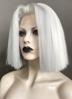 Silver Grey With White Yaki Lace Front Wig For Cosplay as Lute from Hazbin Hotel LF6161