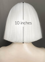 Hazbin Hotel Lute Silver Grey With White Straight Bob Yaki Lace Front Synthetic Hair Wig LF6161