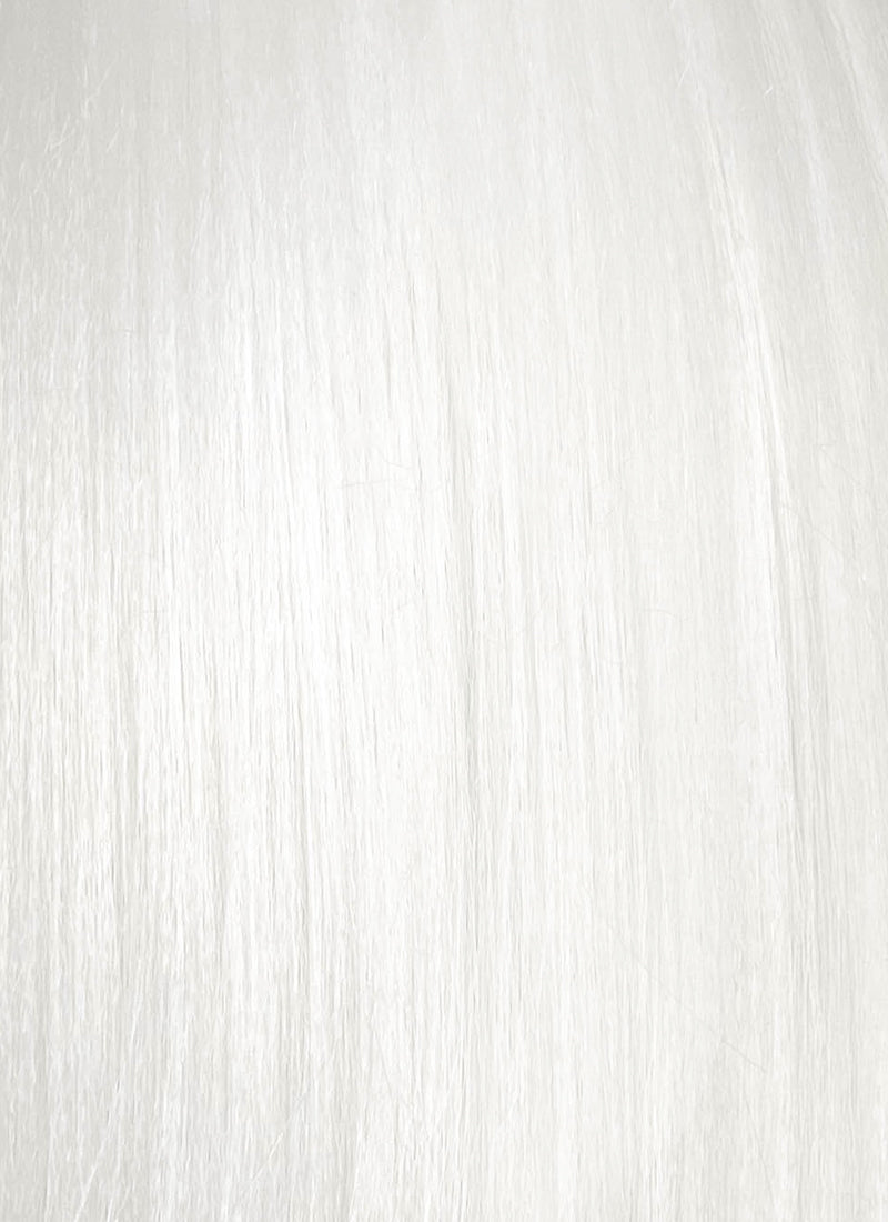 Hazbin Hotel Lute Silver Grey With White Straight Bob Yaki Lace Front Synthetic Hair Wig LF6161