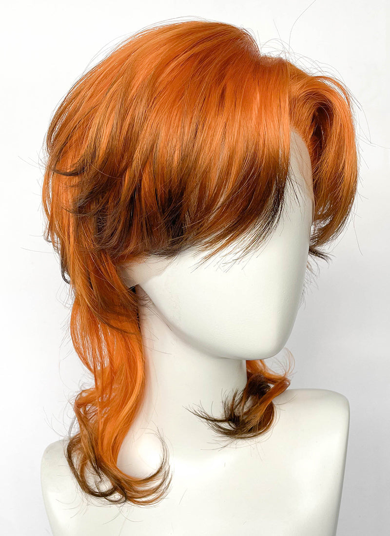 Ginger Mixed Brown Wavy Lace Front Synthetic Men's Wig LF6163
