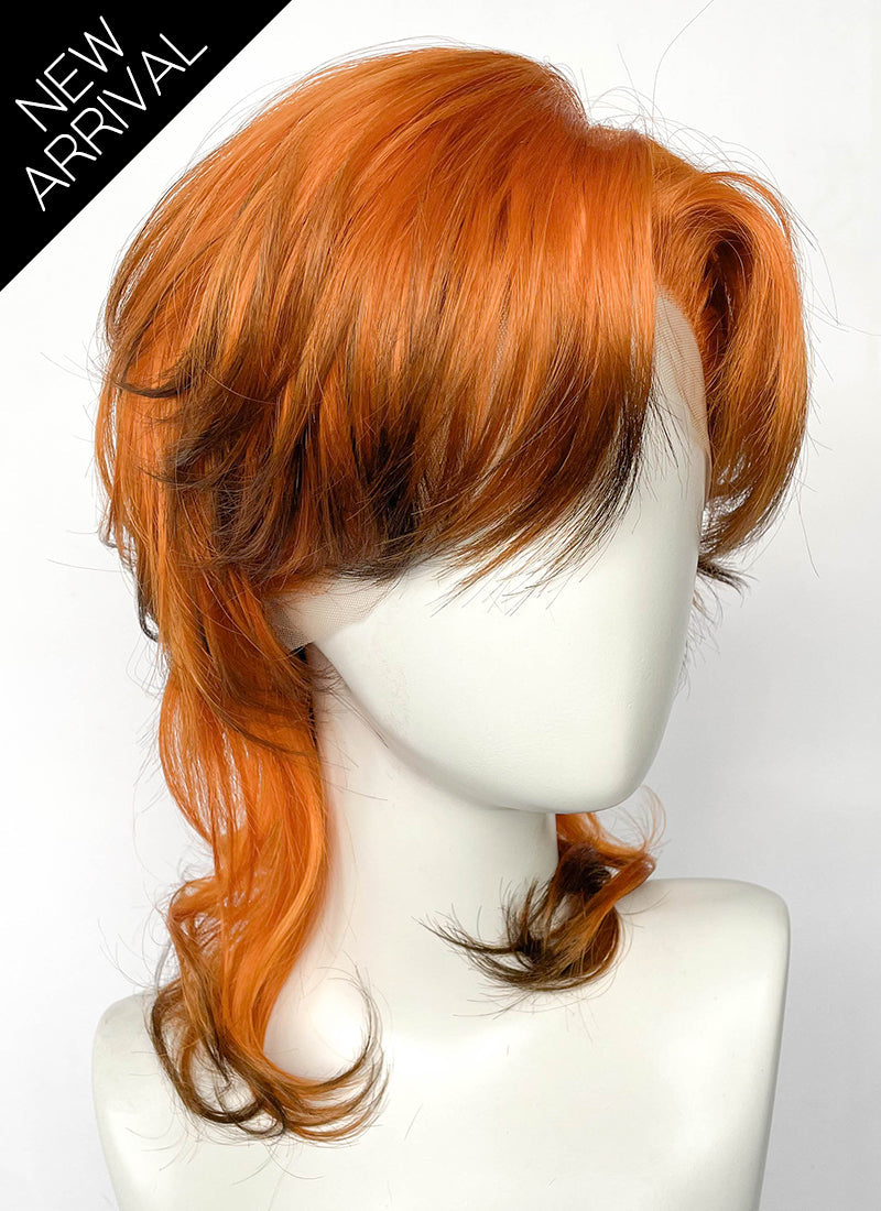 Ginger Mixed Brown Wavy Lace Front Synthetic Men's Wig LF6163