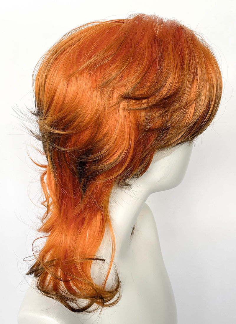 Ginger Mixed Brown Wavy Lace Front Synthetic Men's Wig LF6163