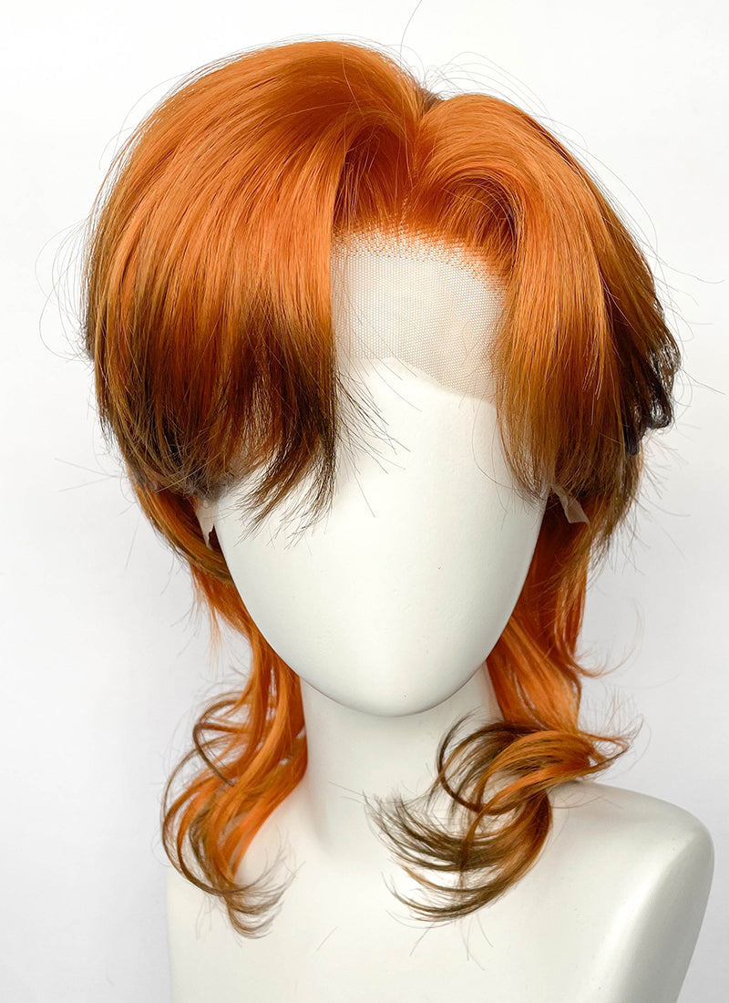 Ginger Mixed Brown Wavy Lace Front Synthetic Men's Wig LF6163