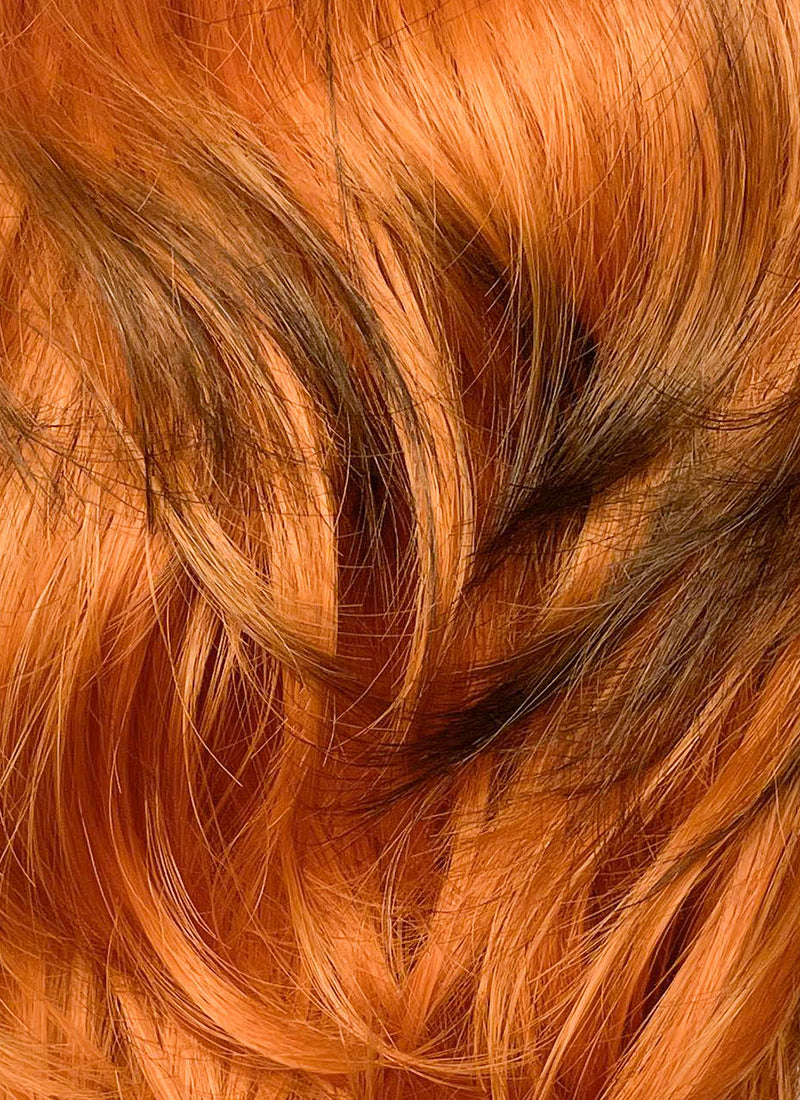 Ginger Mixed Brown Wavy Lace Front Synthetic Men's Wig LF6163