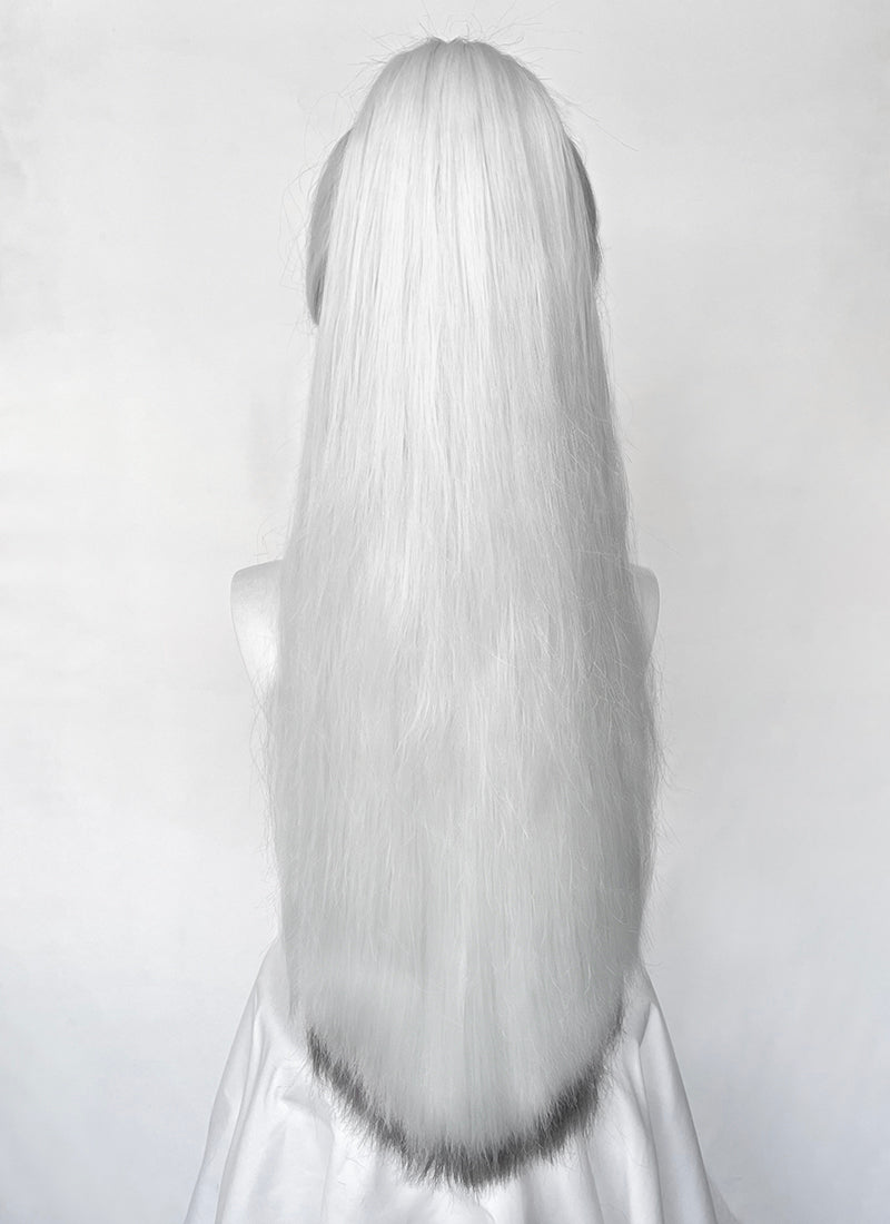 Hazbin Hotel Vaggi White With Dark Grey Straight Lace Front Synthetic Wig LF6166