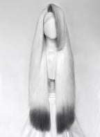 Hazbin Hotel Vaggi White With Dark Grey Straight Lace Front Synthetic Wig LF6166