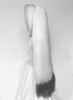 Hazbin Hotel Vaggi White With Dark Grey Straight Lace Front Synthetic Wig LF6166