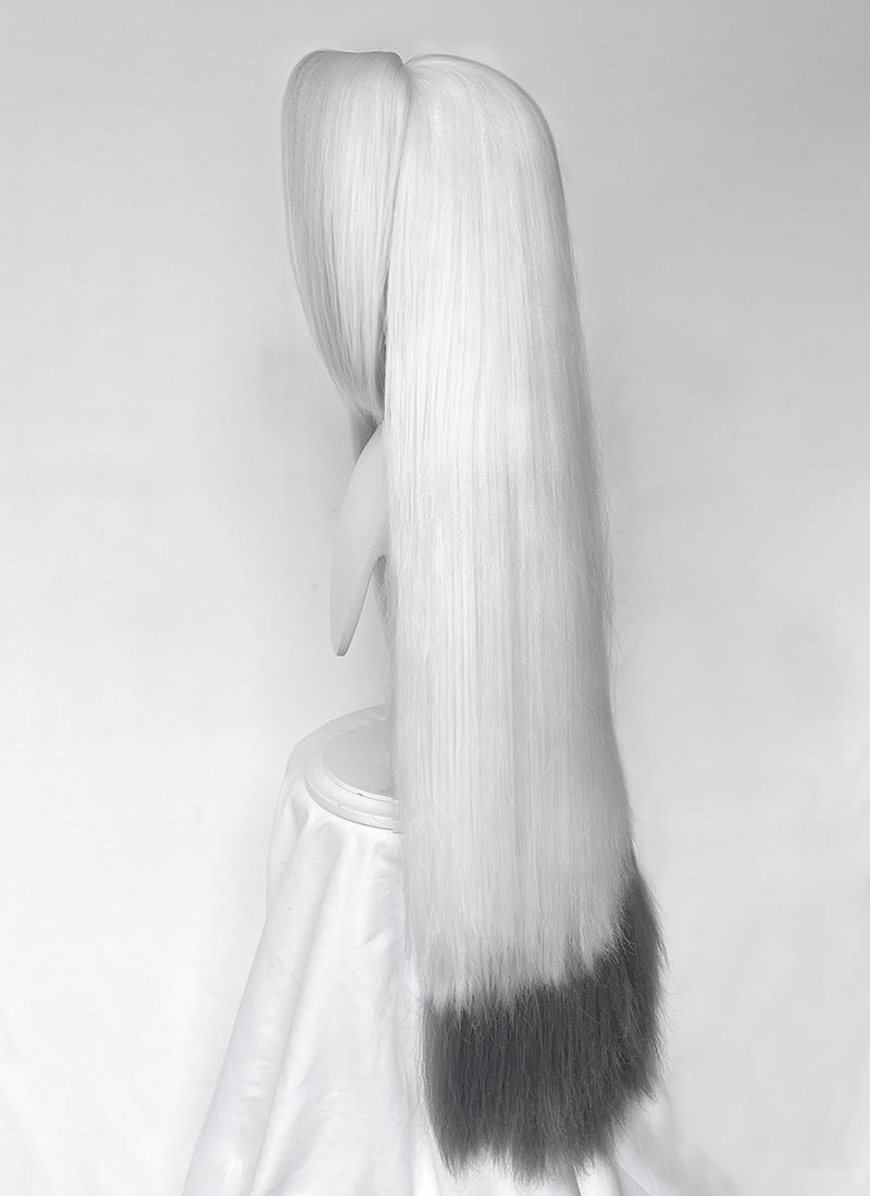 Hazbin Hotel Vaggi White With Dark Grey Straight Lace Front Synthetic Wig LF6166