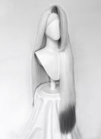 Hazbin Hotel Vaggi White With Dark Grey Straight Lace Front Synthetic Wig LF6166