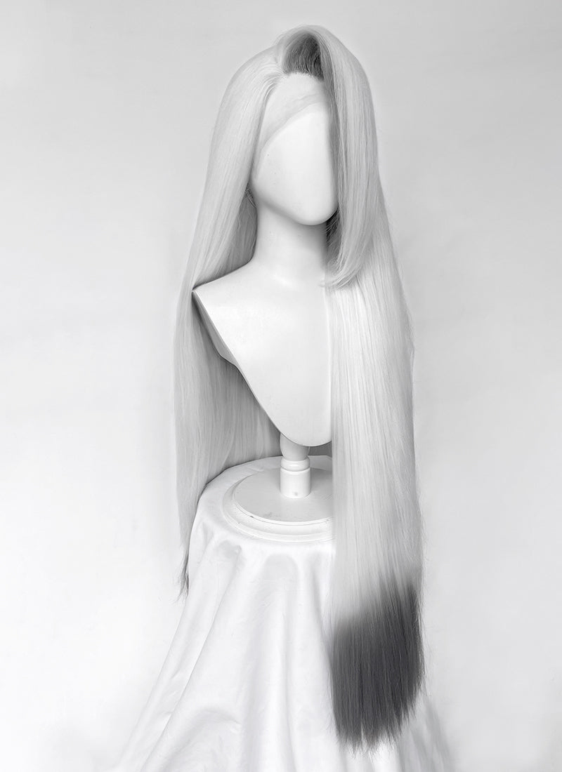 Hazbin Hotel Vaggi White With Dark Grey Straight Lace Front Synthetic Wig LF6166