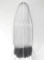 Hazbin Hotel Vaggi White With Dark Grey Straight Lace Front Synthetic Wig LF6166