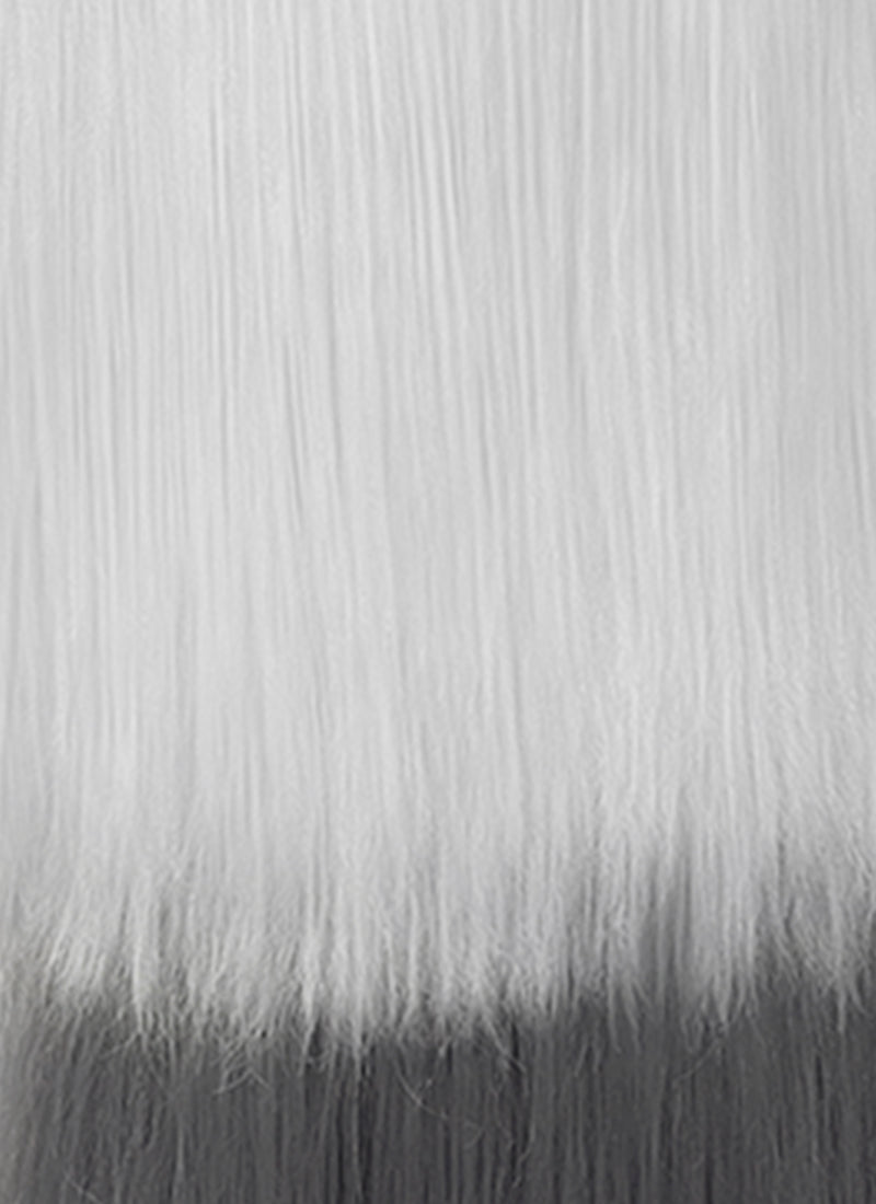 Hazbin Hotel Vaggi White With Dark Grey Straight Lace Front Synthetic Wig LF6166