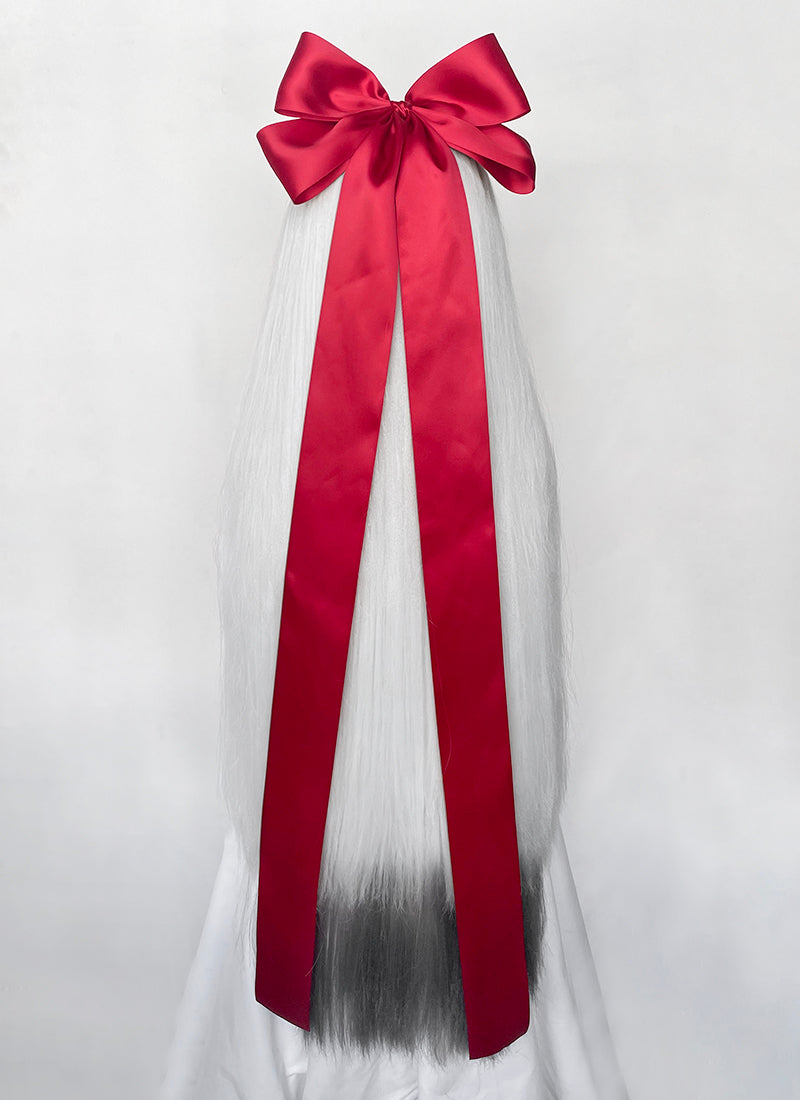 Hazbin Hotel Vaggi White With Dark Grey Straight Lace Front Synthetic Wig LF6166