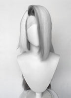 Hazbin Hotel Vaggi White With Dark Grey Straight Lace Front Synthetic Wig LF6166