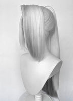 Hazbin Hotel Vaggi White With Dark Grey Straight Lace Front Synthetic Wig LF6166