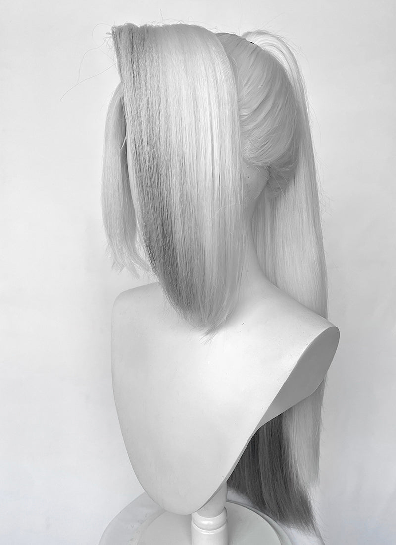 Hazbin Hotel Vaggi White With Dark Grey Straight Lace Front Synthetic Wig LF6166