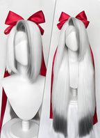 Hazbin Hotel Vaggi White With Dark Grey Straight Lace Front Synthetic Wig LF6166