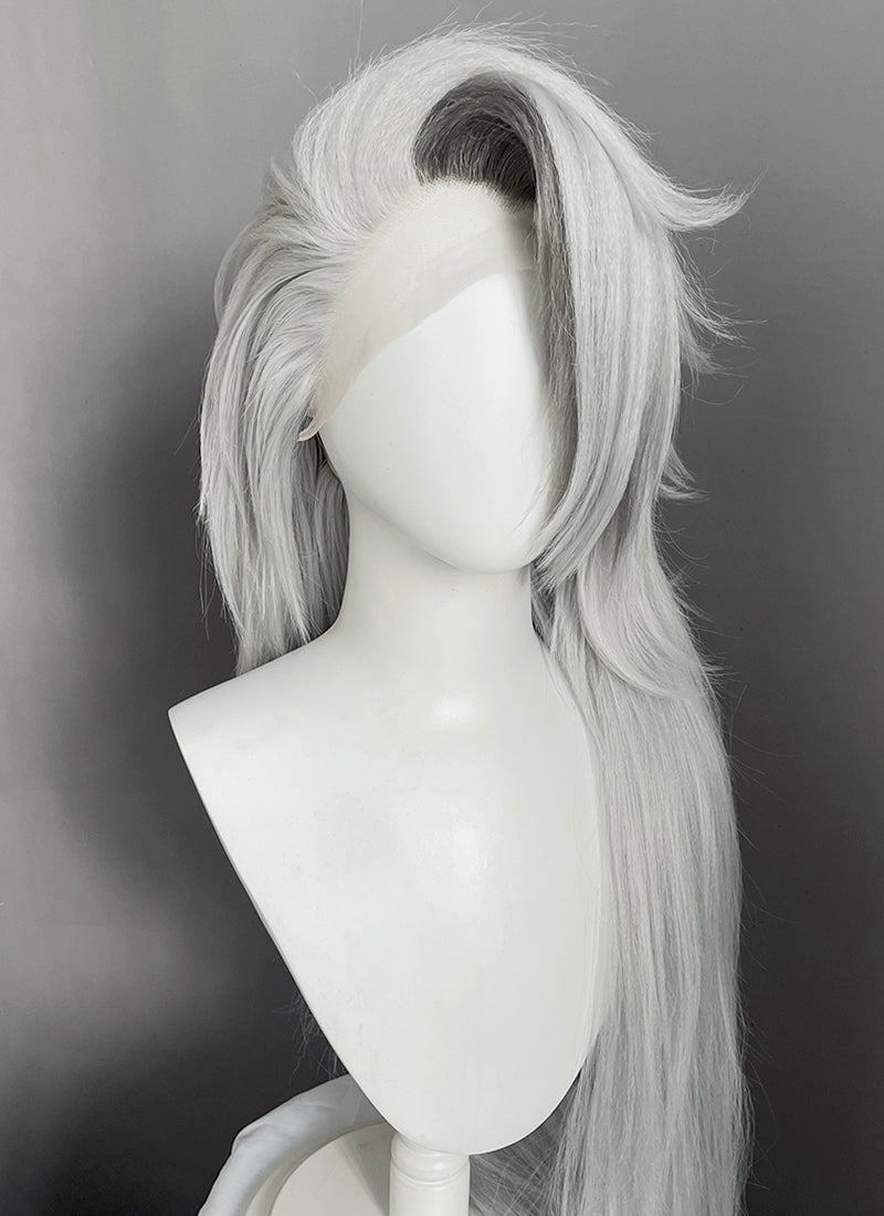 Helluva Boss Loona Silver Grey Straight Lace Front Synthetic Wig LF6167