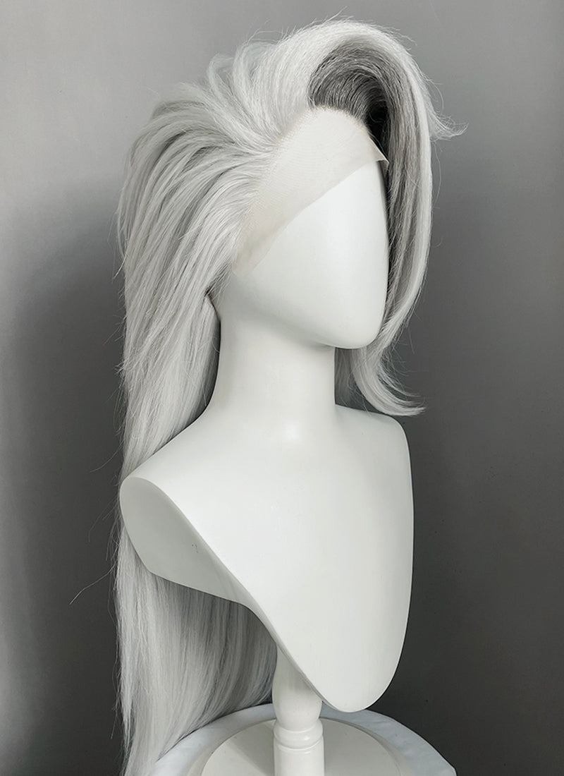 Helluva Boss Loona Silver Grey Straight Lace Front Synthetic Wig LF6167