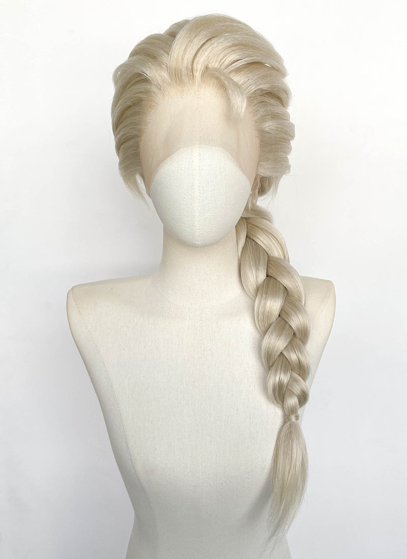 Frozen Elsa Pastel Ash Blonde Wavy Yaki Lace Front Synthetic Wig LF6168