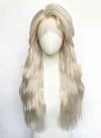 Frozen Elsa Pastel Ash Blonde Wavy Yaki Lace Front Synthetic Wig LF6168