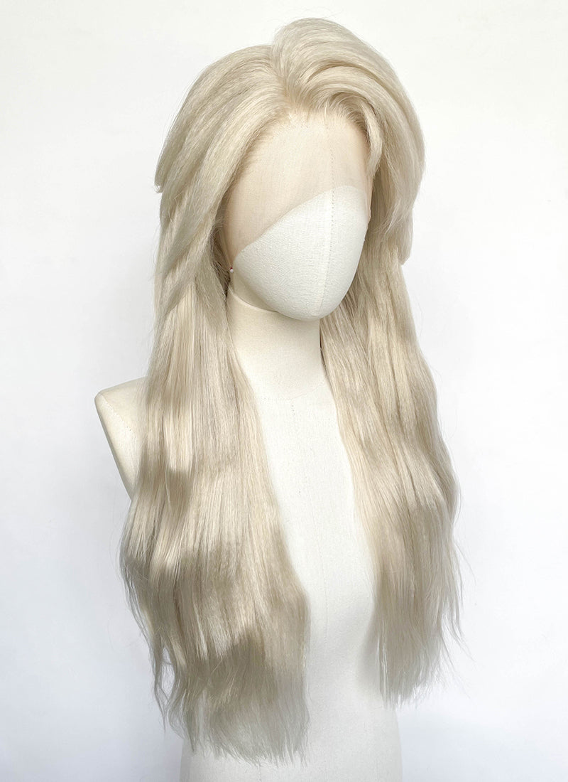 Frozen Elsa Pastel Ash Blonde Wavy Yaki Lace Front Synthetic Wig LF6168
