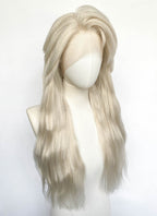 Frozen Elsa Pastel Ash Blonde Wavy Yaki Lace Front Synthetic Wig LF6168