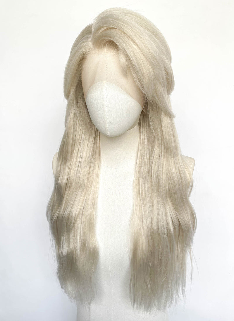Frozen Elsa Pastel Ash Blonde Wavy Yaki Lace Front Synthetic Wig LF6168