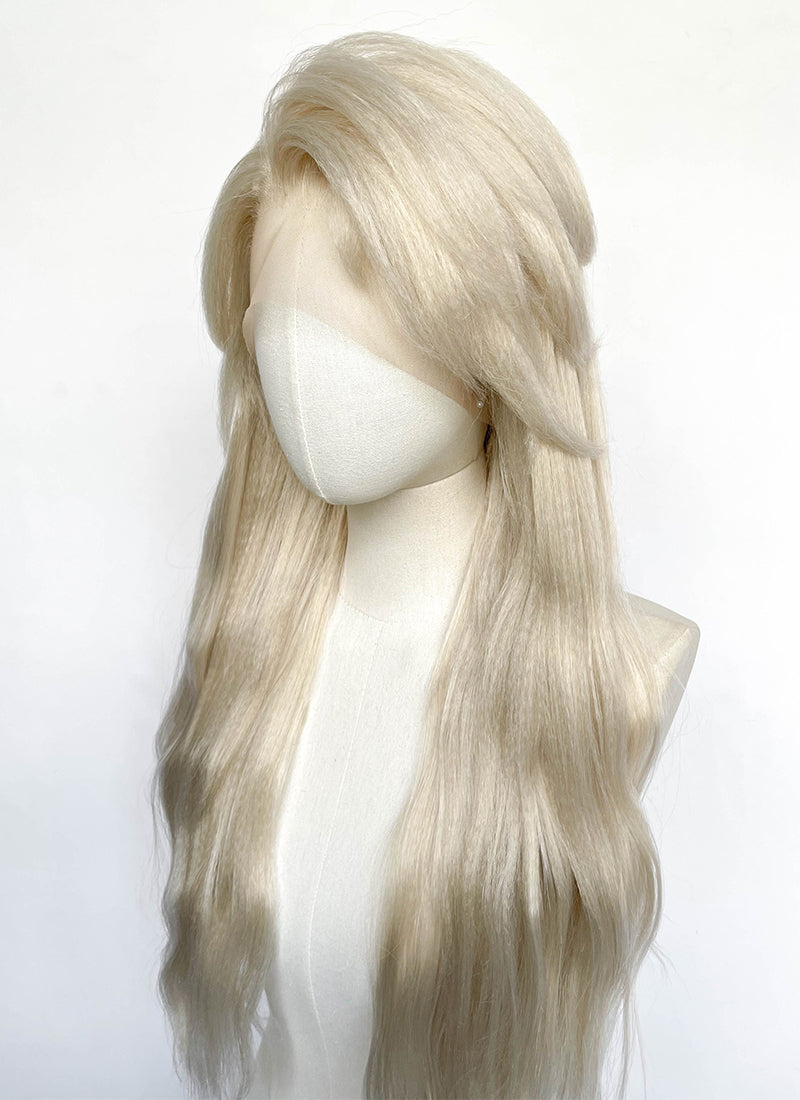 Frozen Elsa Pastel Ash Blonde Wavy Yaki Lace Front Synthetic Wig LF6168