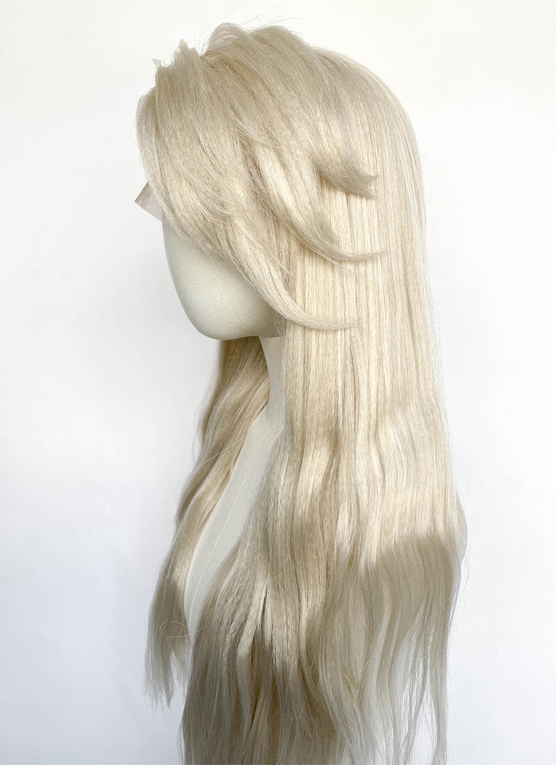 Frozen Elsa Pastel Ash Blonde Wavy Yaki Lace Front Synthetic Wig LF6168