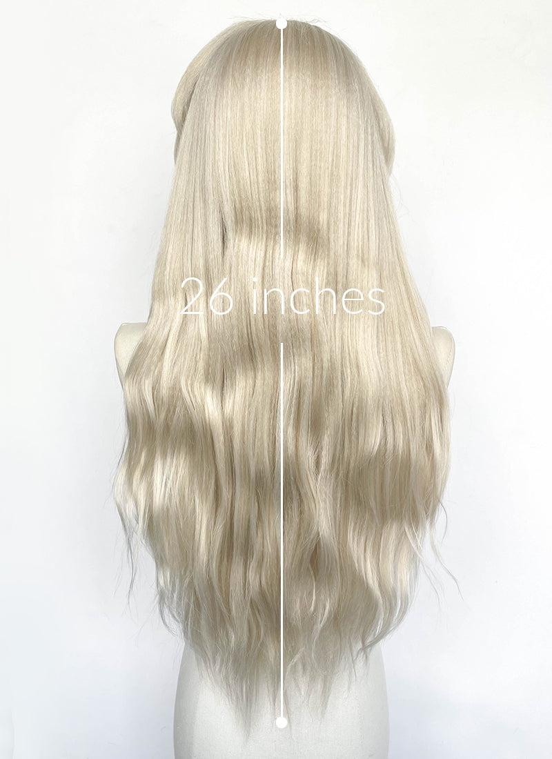 Frozen Elsa Pastel Ash Blonde Wavy Yaki Lace Front Synthetic Wig LF6168