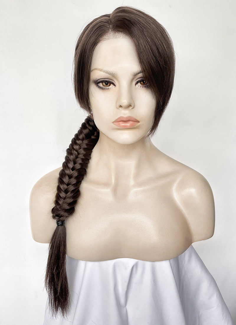 Tomb Raider Lara Croft Brunette Braided Lace Front Synthetic Hair Wig LF6170