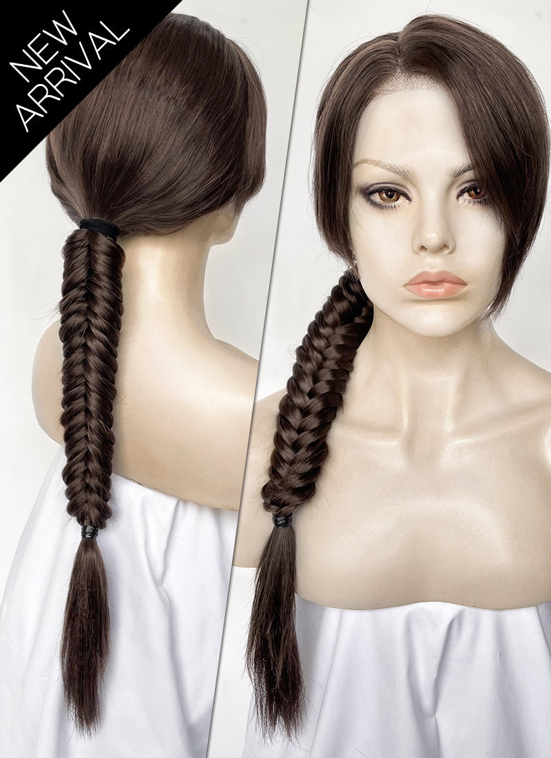 Tomb Raider Lara Croft Brunette Braided Lace Front Synthetic Hair Wig LF6170
