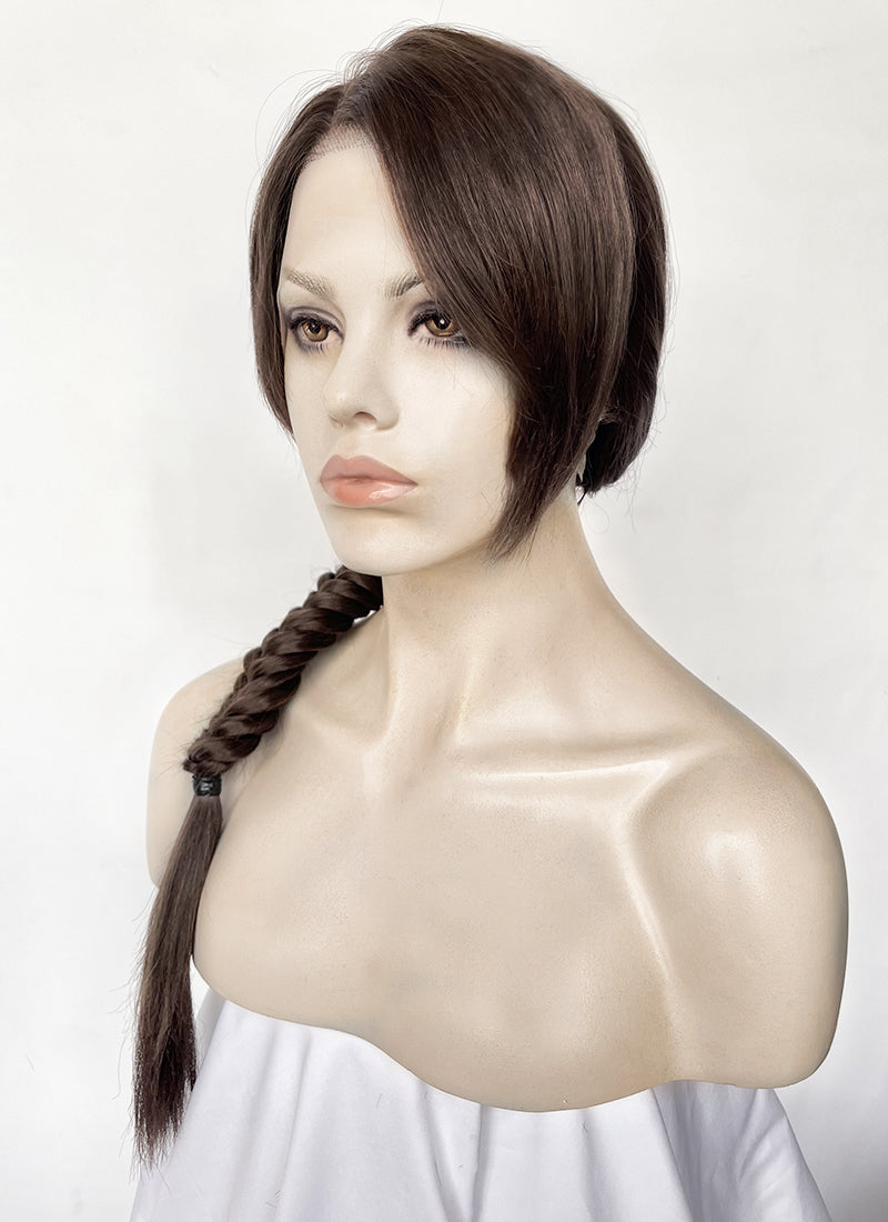 Tomb Raider Lara Croft Brunette Braided Lace Front Synthetic Hair Wig LF6170