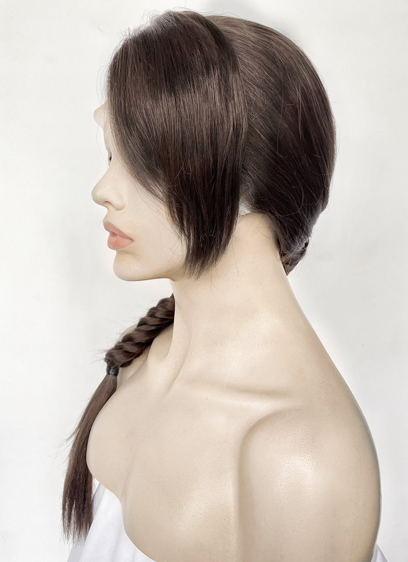 Tomb Raider Lara Croft Brunette Braided Lace Front Synthetic Hair Wig LF6170